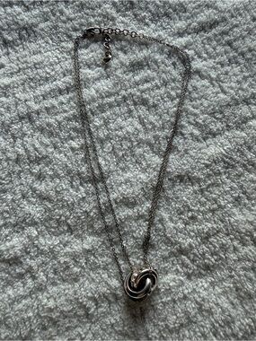 Brighton Silver Knot Pendant Double Chain Necklace - Women's Jewelry